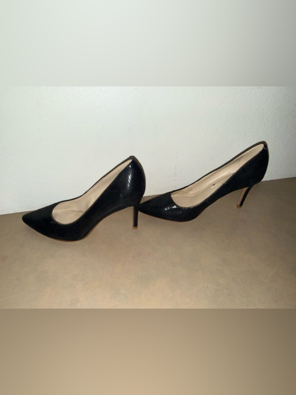 Marc Fisher Shiny Black Pointed-Toe Pumps - Picture 4 of 8